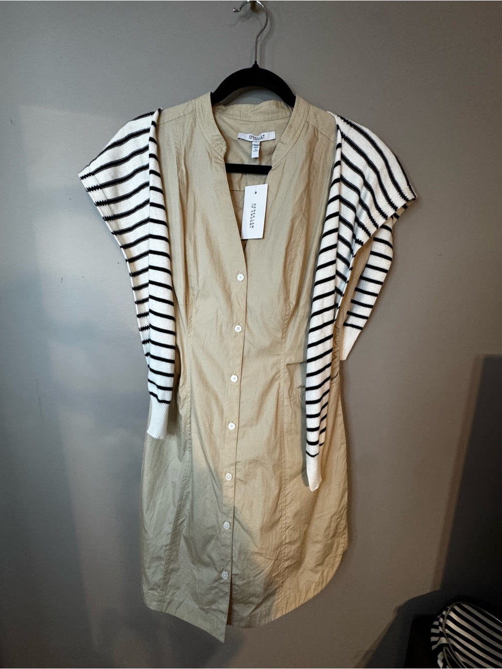 12. Derek Lam 10 Crosby Lotte Mixed Media Dress, Size 8 - Picture 2 of 4